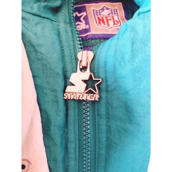 Vintage Starter Jacket NFL 90s Miami Dolphins Puffy Pullover Mens Large - Picture 16 of 16